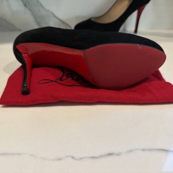 CHRISTIAN LOUBOUTIN Black Suede Platform Pumps - Picture 3 of 6